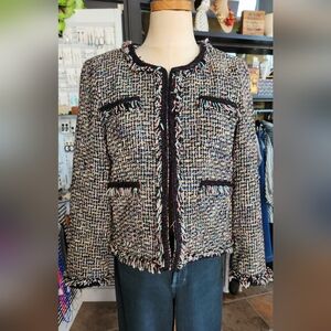 J Crew Black Trim Confetti Colored Blazer